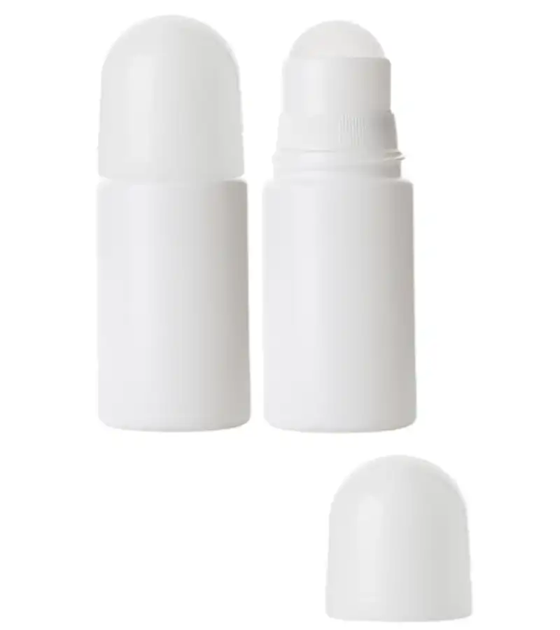 Bouteille 2oz/60ml HDPE blanc cylindrique roll-on réutilisable 3 mcx
